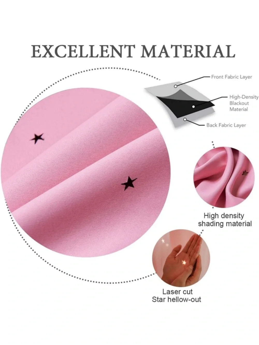 UNISTAR 2 Panels Stars Blackout Curtains for princess Bedroom pink star cut out